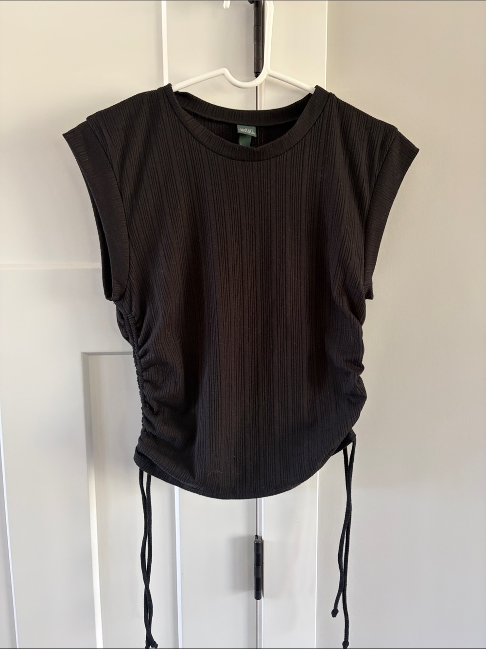 wild fable Black Ribbed Side-Drawstring Tank